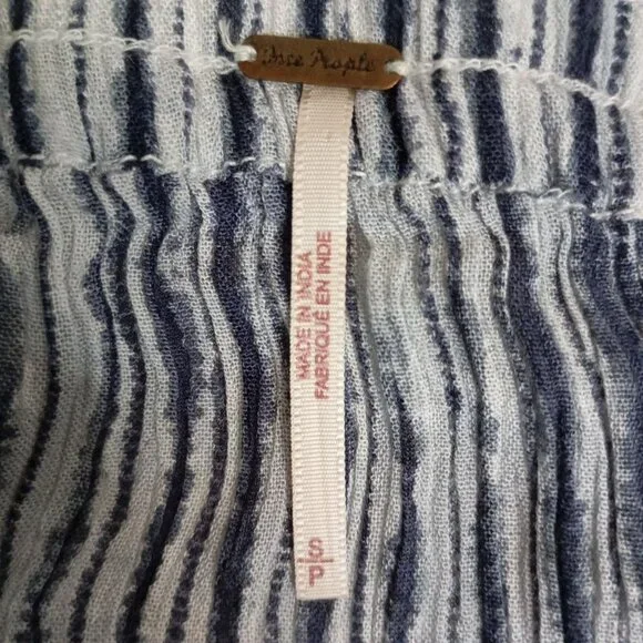 Free People Pants Striped Lightweight Drawstring Blue & White Size S Womens - Picture 3 of 13